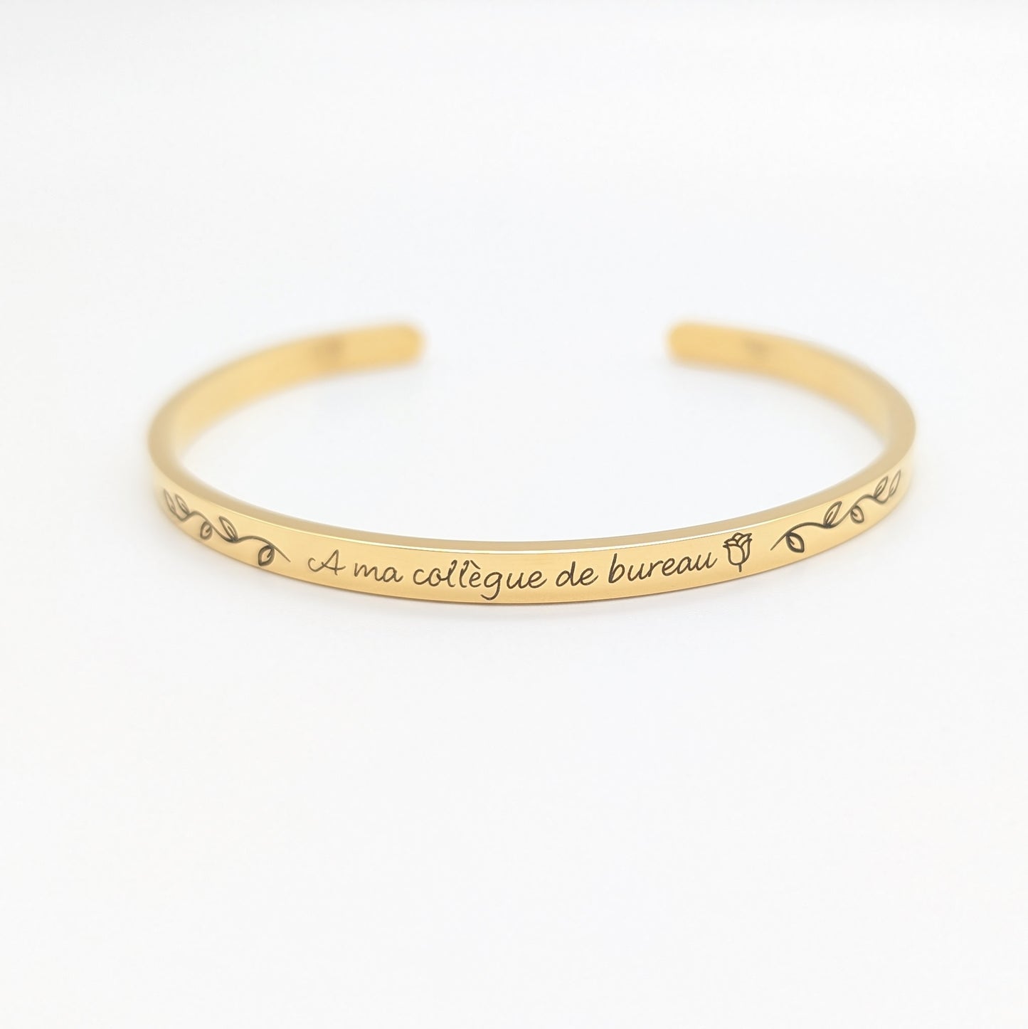 Bracelet jonc personnalisé arabesques florales et gravure