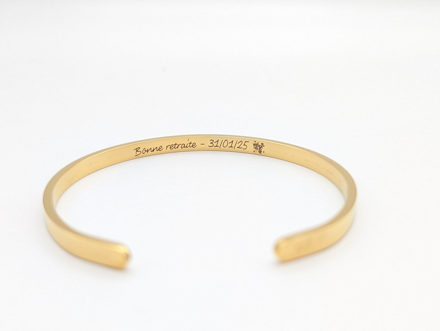 Bracelet jonc personnalisé arabesques florales et gravure