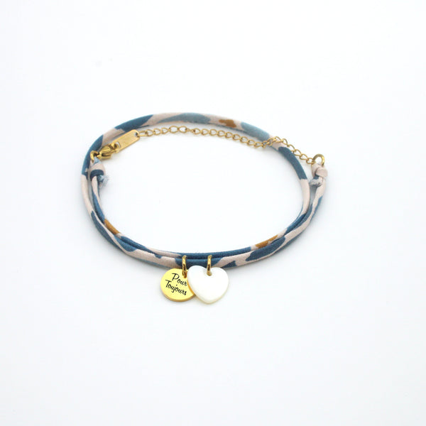 Bracelet Femme Personnalisé Cordon Fleuri & Médailles 10 mm Gravées