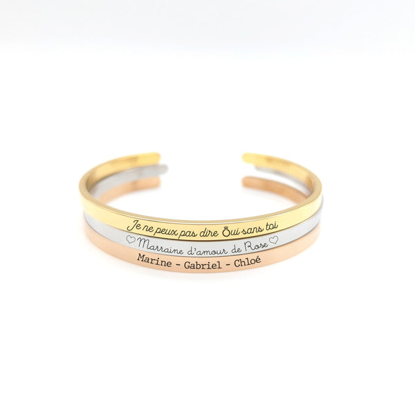 Bracelet Jonc Femme Personnalisé Acier Inoxydable Gravé