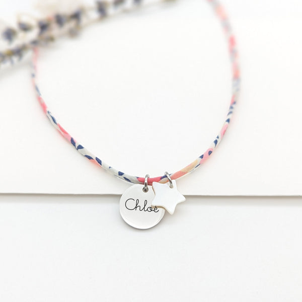 Collier Enfant Personnalisé Cordon Liberty & Médaille Gravée