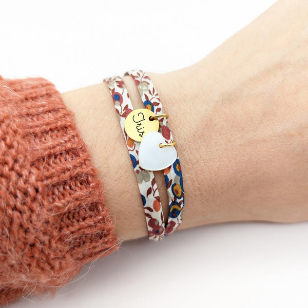 Bracelet Femme Personnalisé Cordon Liberty & Médailles Gravées