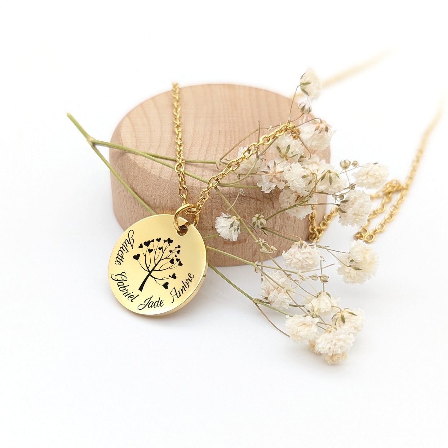 Collier personnalisé Arbre de vie, Collier gravure prénom, Collier pour Maman, Mamie, Bijou Maman, Cadeau naissance, Cadeau fête des mères