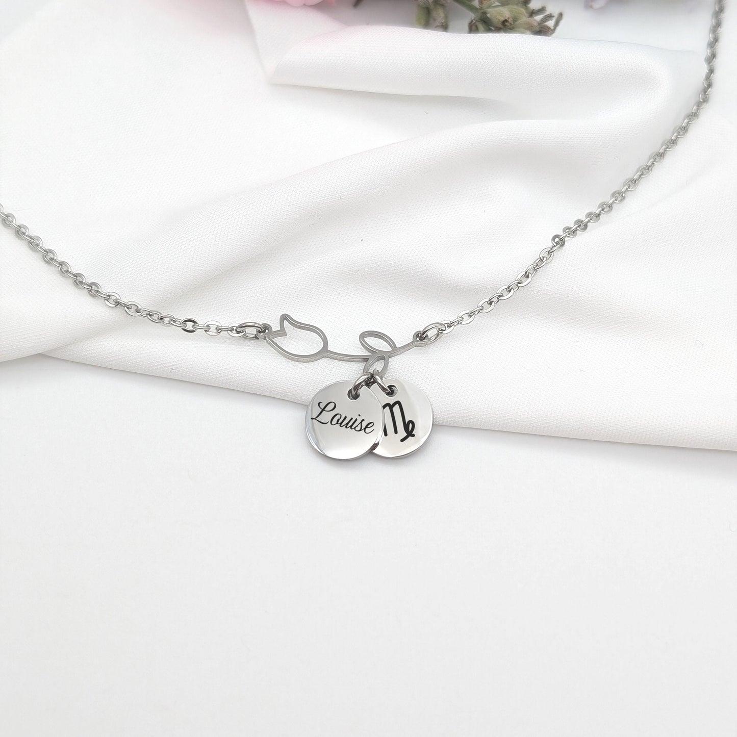 Collier personnalisé acier inoxydable et médailles à graver • Cadeau Maman, Marraine, Mamie, Cadeau naissance, Cadeau Noël personnalisé