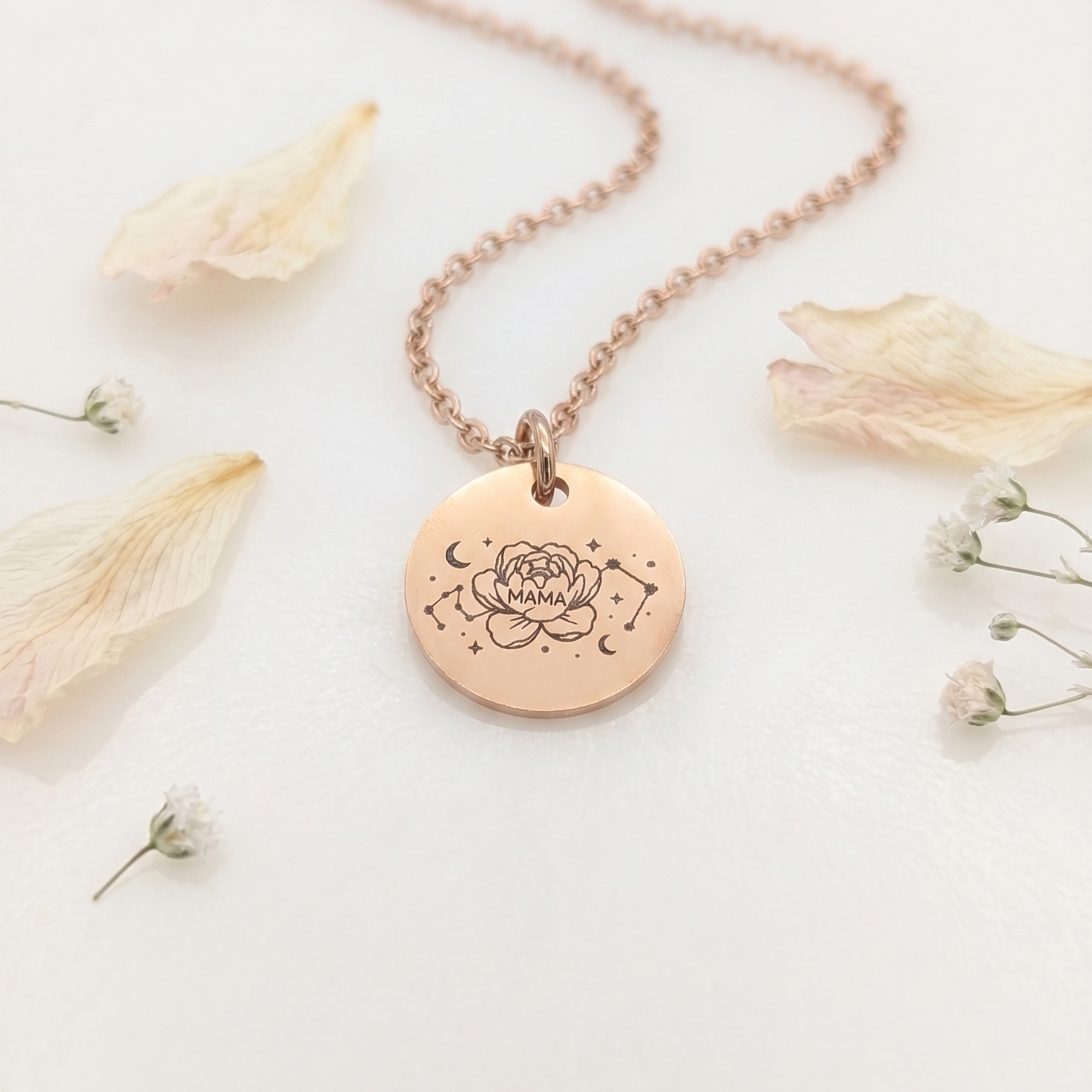 Collier personnalisé amulette florale Maman - collier fête des mères 2026