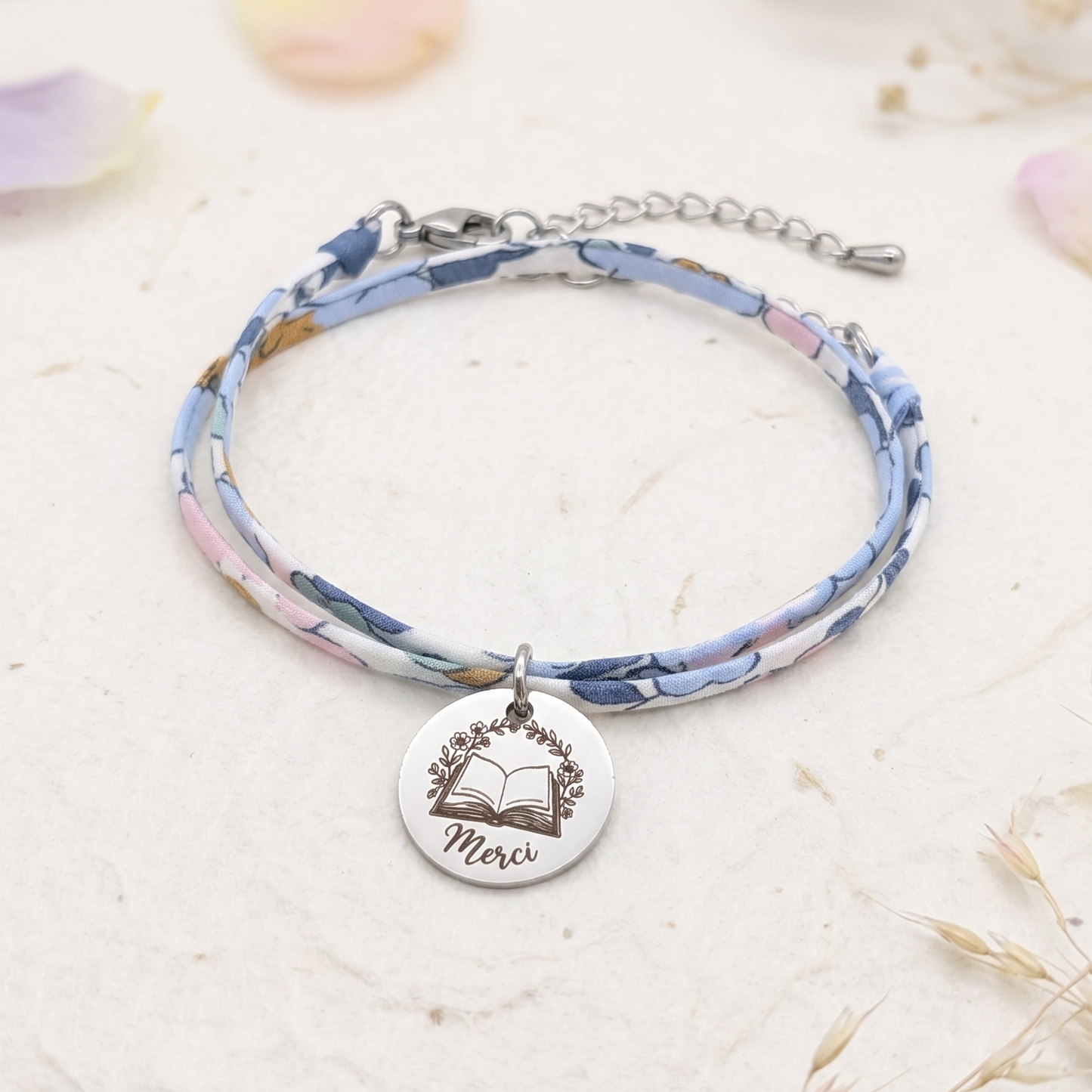 Bracelet personnalisé Merci Maitresse cordon Liberty - Merci maitresse