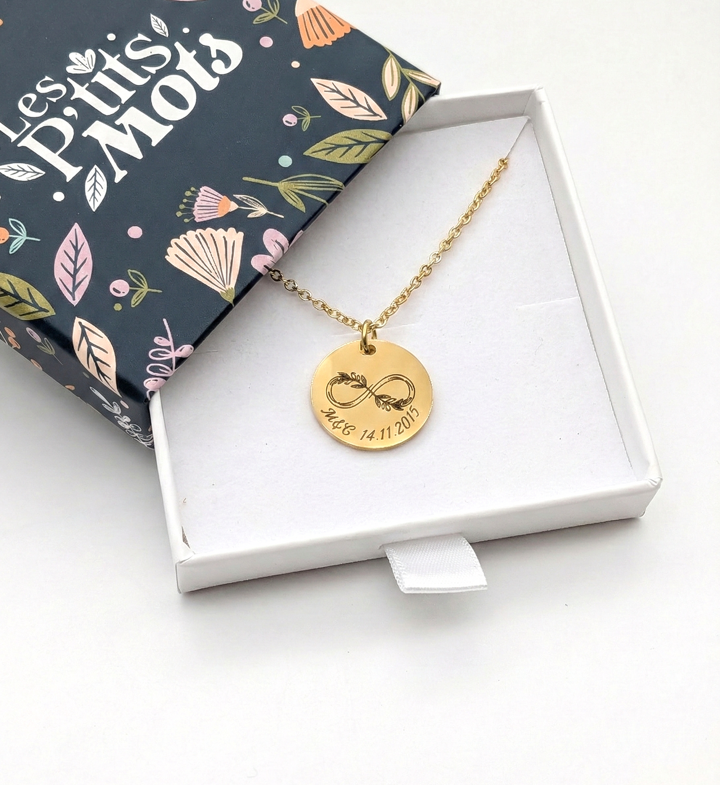 Collier Saint Valentin Personnalisé - Gravure & Infini Floral
