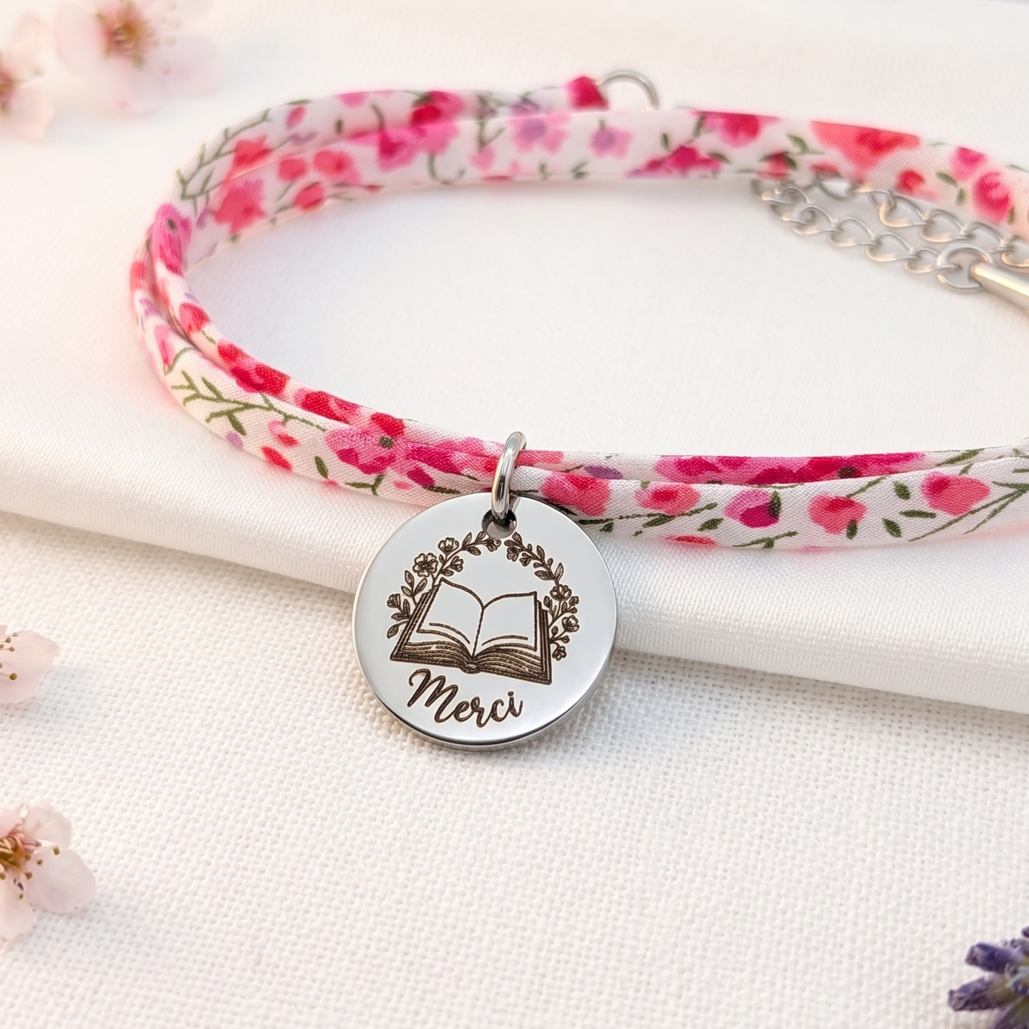 Bracelet personnalisé Merci Maitresse cordon Liberty - Merci maitresse