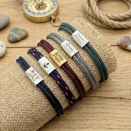 Bracelet Homme Personnalisé Paracorde & Médaille Acier Inoxydable - Fête des Pères