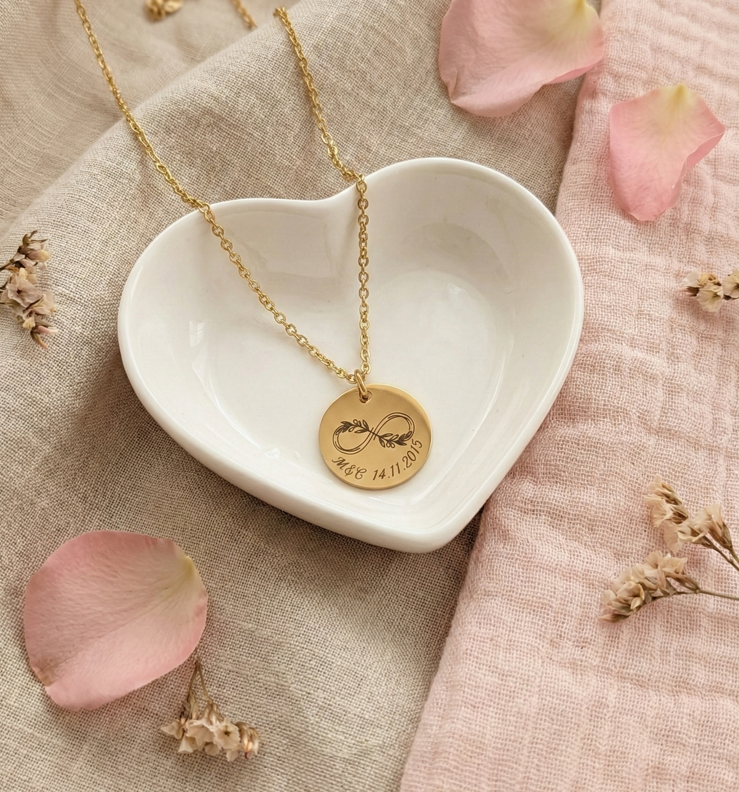 Collier Saint Valentin Personnalisé - Gravure & Infini Floral
