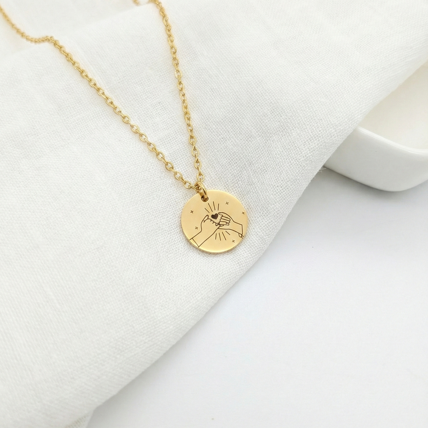 Collier "Pinky Promise" personnalisé médaille 15 mm