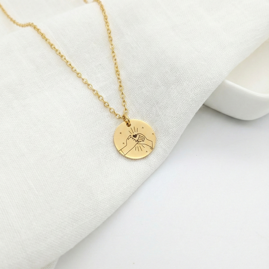 Collier "Pinky Promise" personnalisé médaille 15 mm