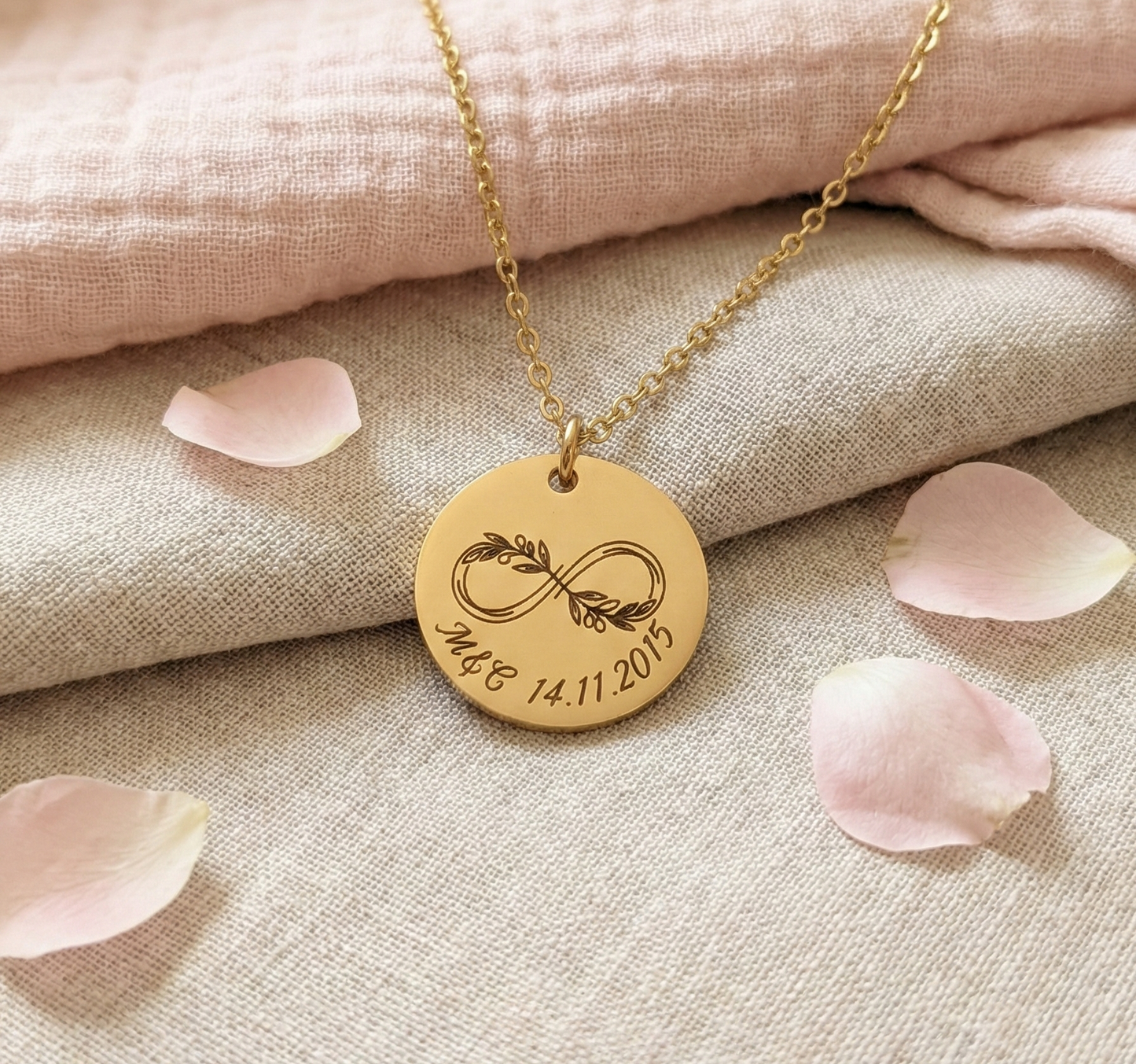 Collier Saint Valentin Personnalisé - Gravure & Infini Floral