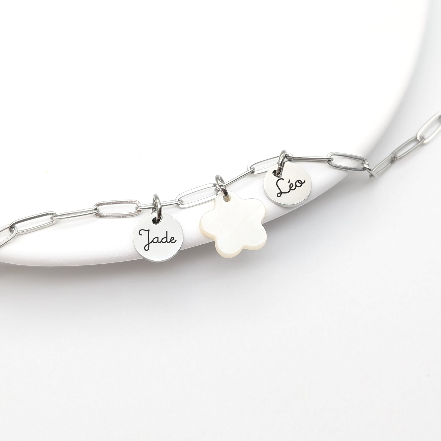 Bracelet personnalisé maillons larges et médailles à graver de 10 mm
