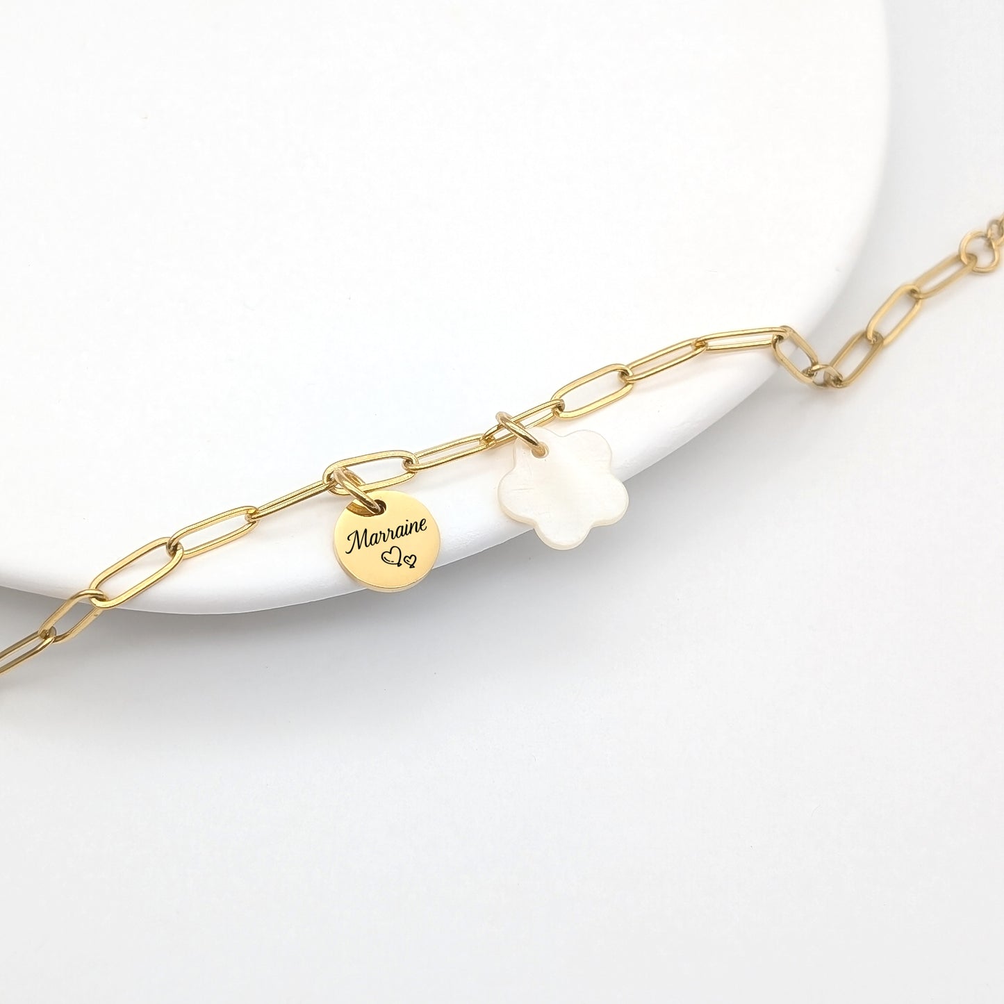 Bracelet personnalisé maillons larges et médailles à graver de 10 mm