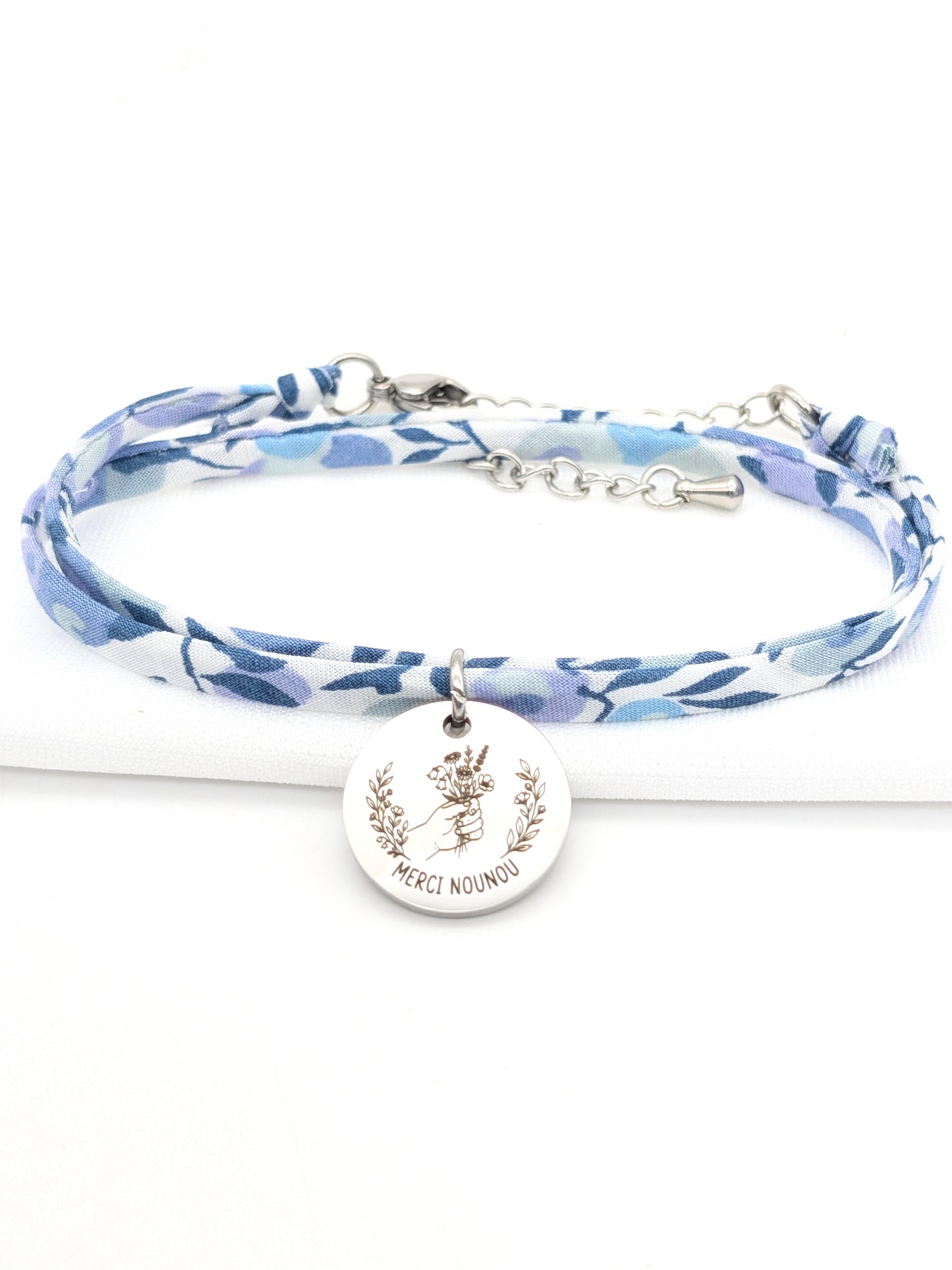 Bracelet personnalisé Nounou cordon Liberty - Cadeau Merci Nounou