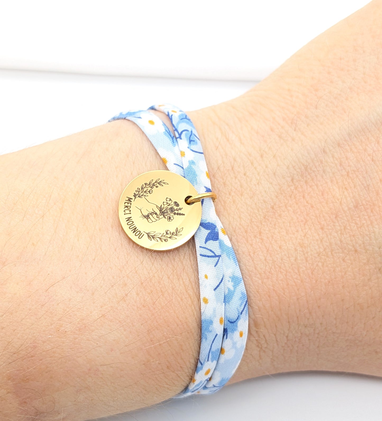 Bracelet personnalisé Nounou cordon Liberty - Cadeau Merci Nounou