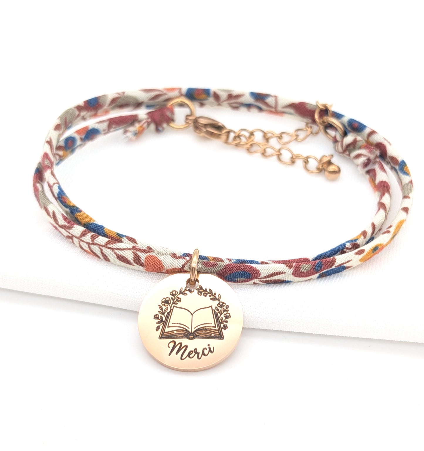 Bracelet personnalisé Merci Maitresse cordon Liberty - Merci maitresse