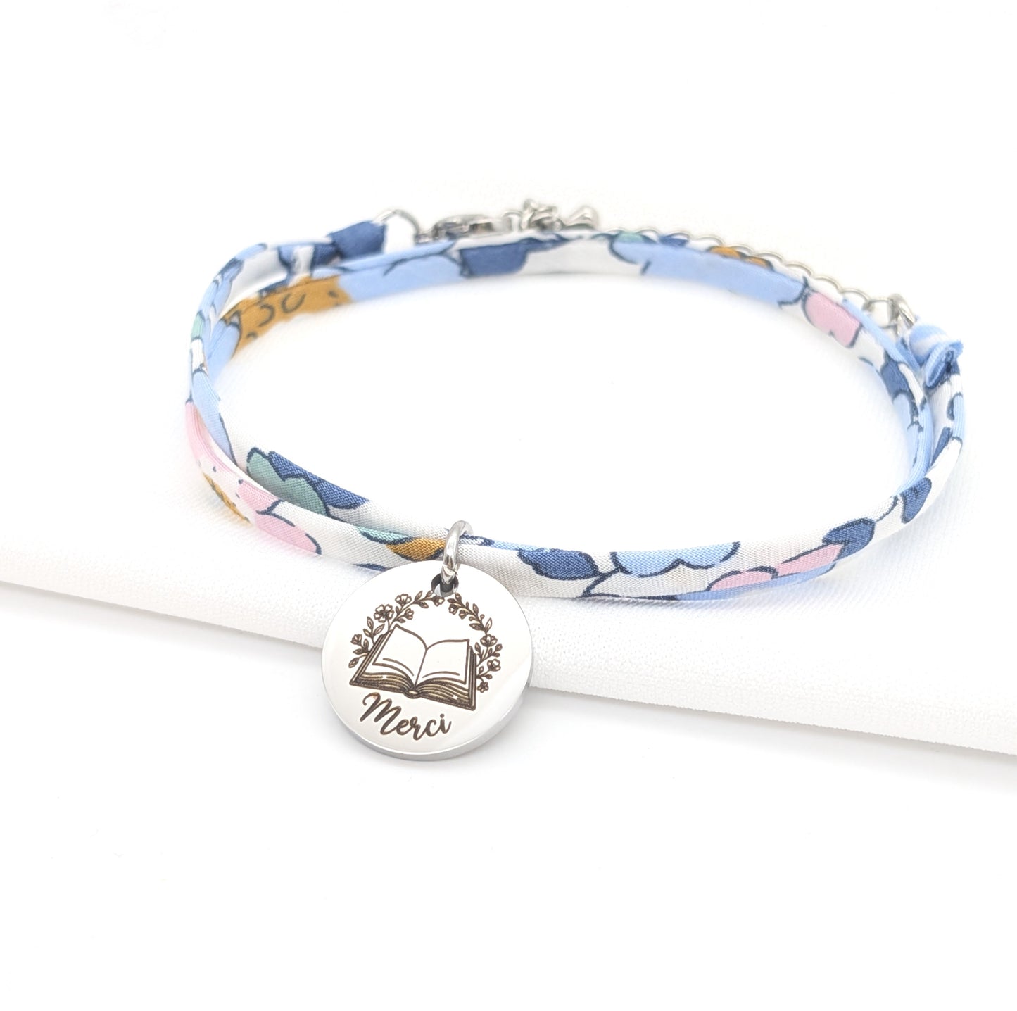 Bracelet personnalisé Merci Maitresse cordon Liberty - Merci maitresse