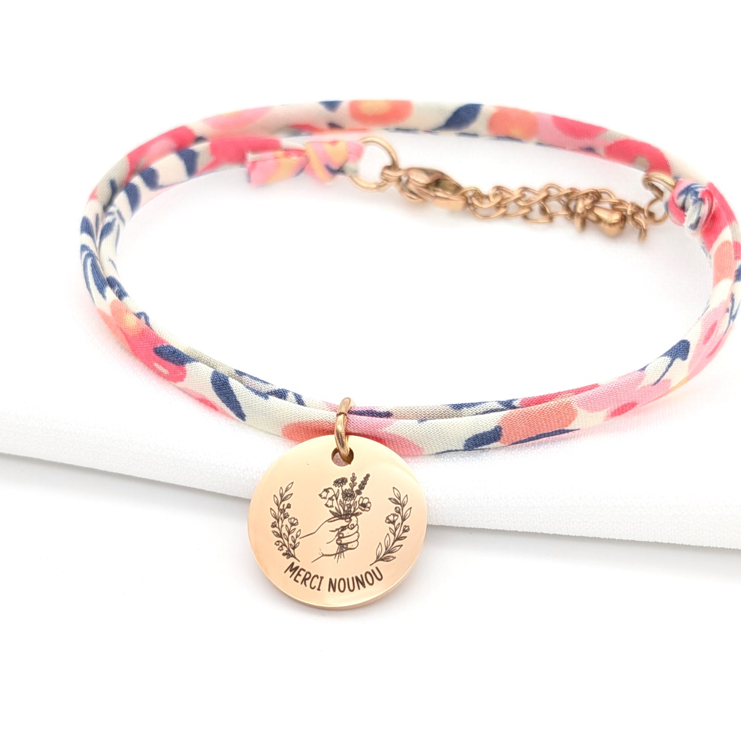 Bracelet personnalisé Nounou cordon Liberty - Cadeau Merci Nounou