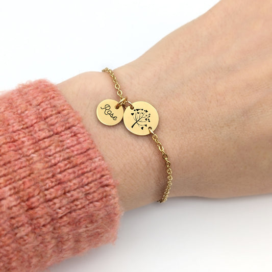 Bracelet personnalisé Arbre de vie et médailles de 10 mm à graver