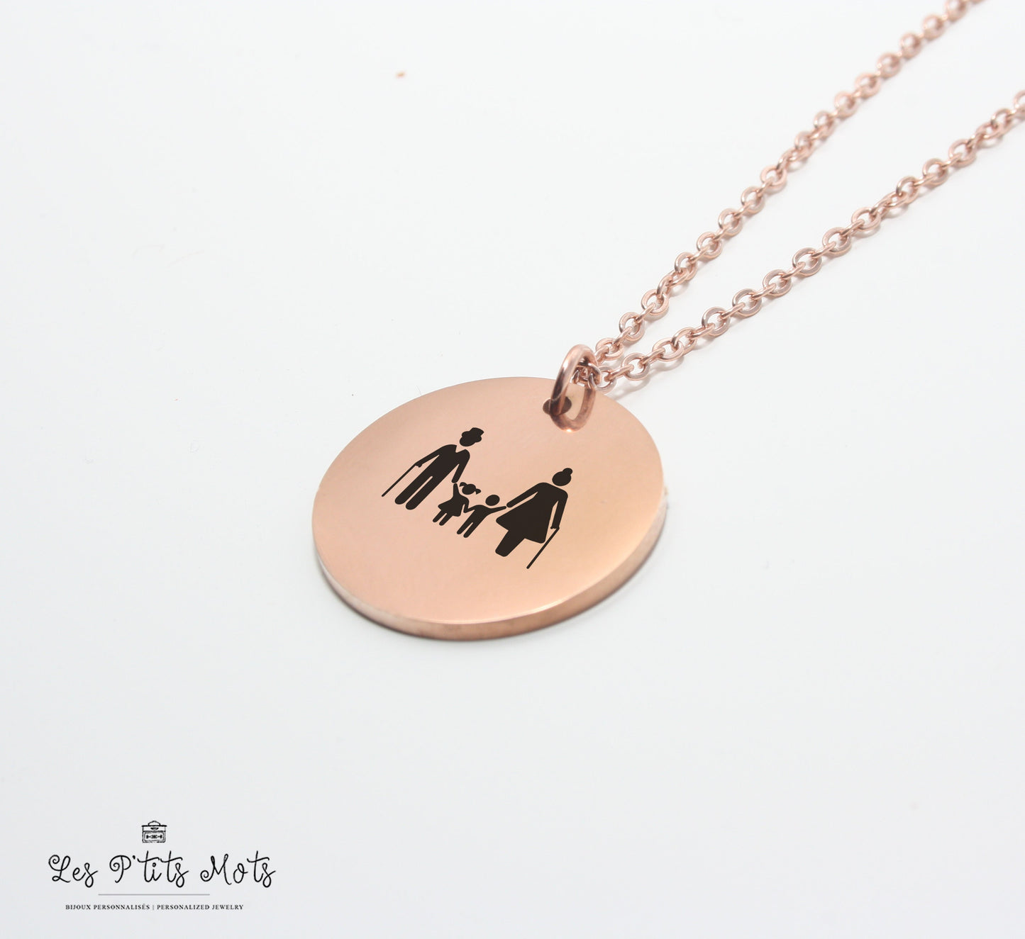 Collier personnalisé gravure membres de la Famille - Cadeau Naissance, Bijou Maman, Mamie, Cadeau fête des grands-mères, Collier Marraine