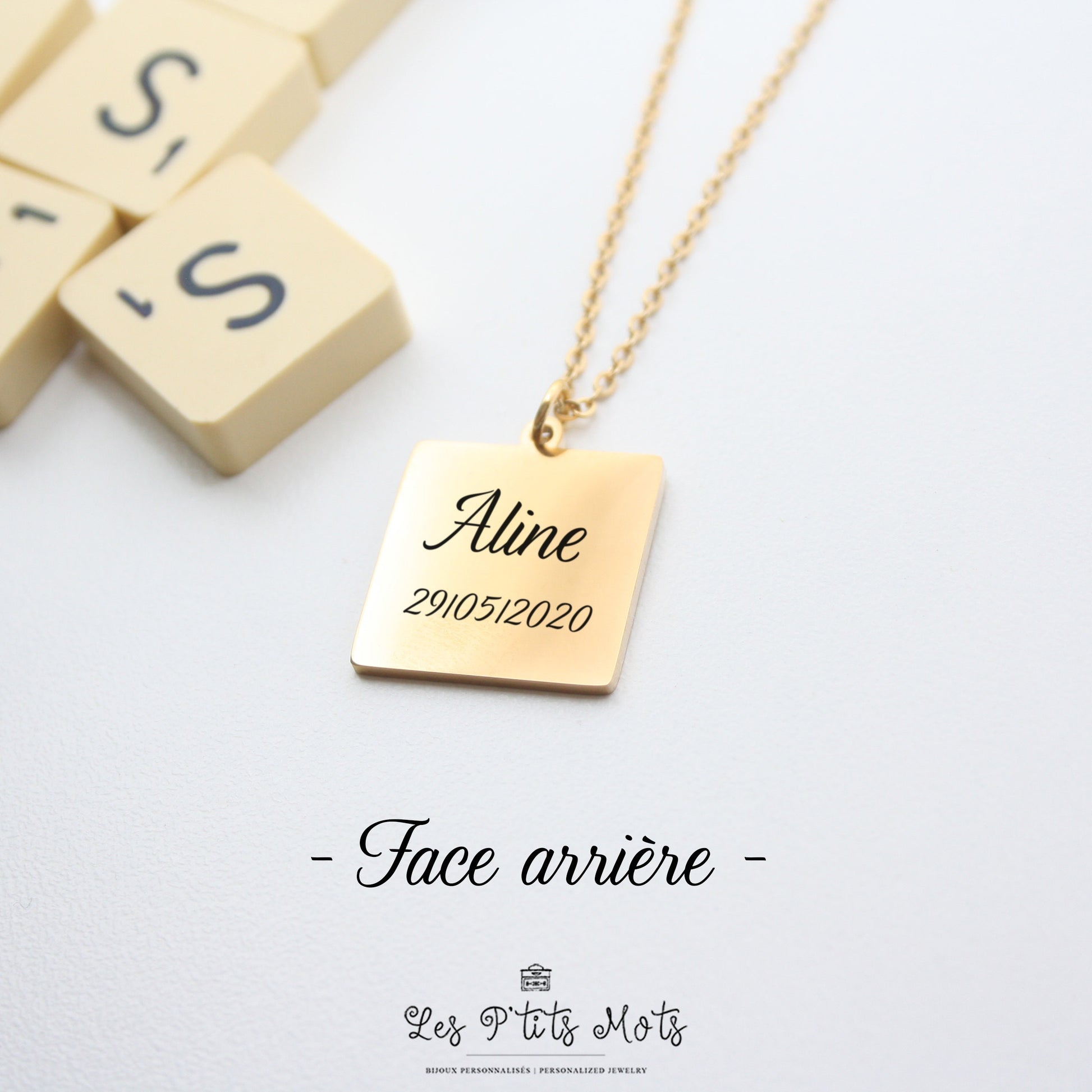 Collier Personnalisé Lettre Scrabble - Idée cadeau personnalisé, Cadeau Maman , Collier prénom, Cadeau Mamie, Cadeau fête des mères