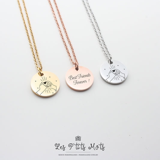 Collier Personnalisé Pinky - Bijou gravé promesse amitié, Cadeau Ami, Cadeau Sœur, Cadeau Demoiselle d'honneur, Cadeau personnalisé
