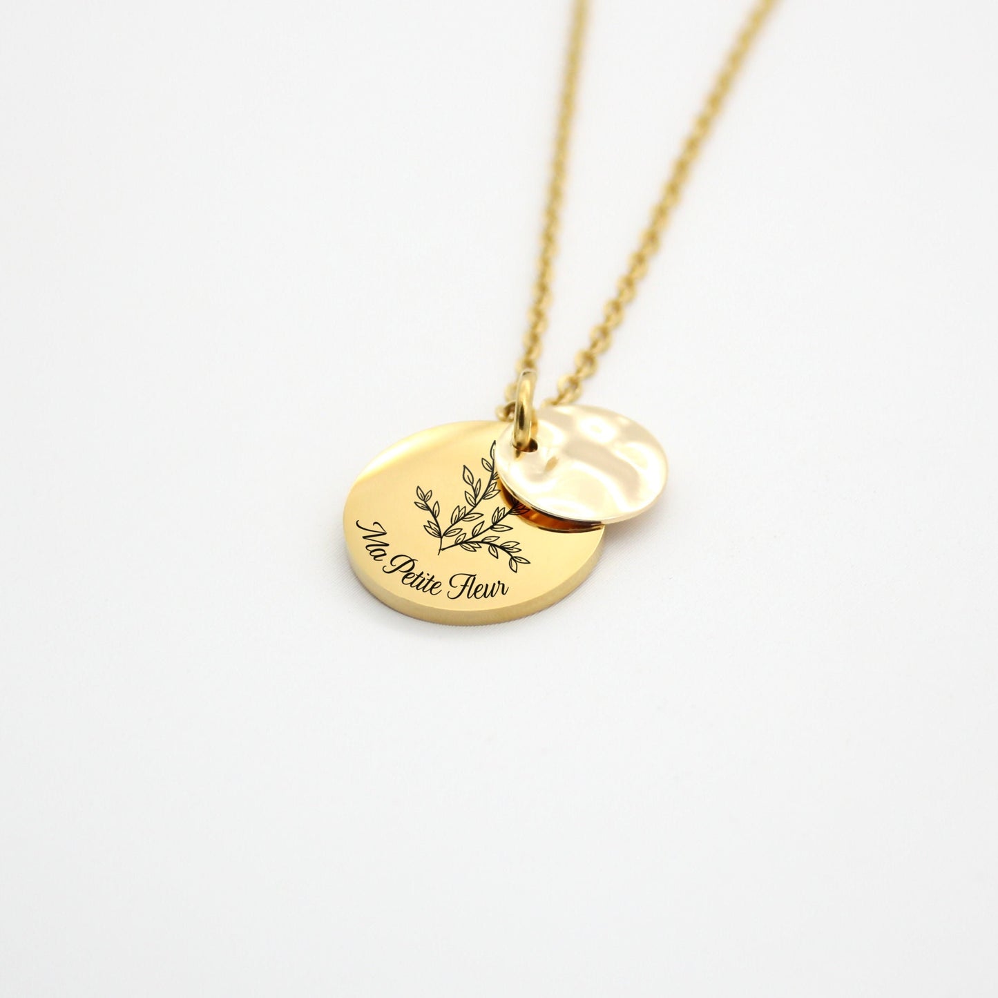 Collier personnalisé fleur de naissance et médaille à graver, Collier pour Maman, Marraine, Cadeau fête des mères, cadeau naissance