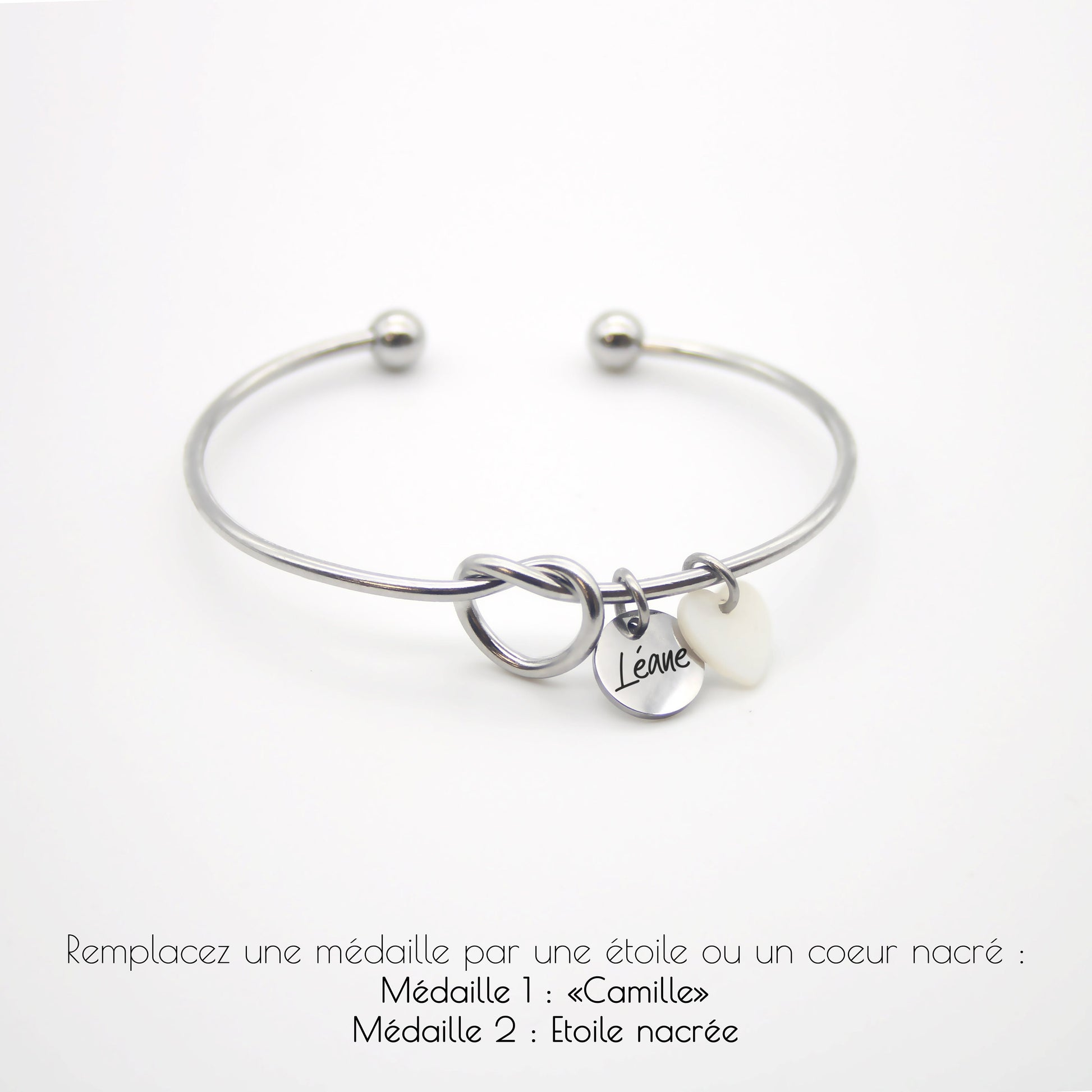 Bracelet jonc Personnalisé avec médailles gravées • Cadeau Maman, Cadeau Marraine, Cadeau EVJF, Cadeau Naissance, Cadeau Fête des mères