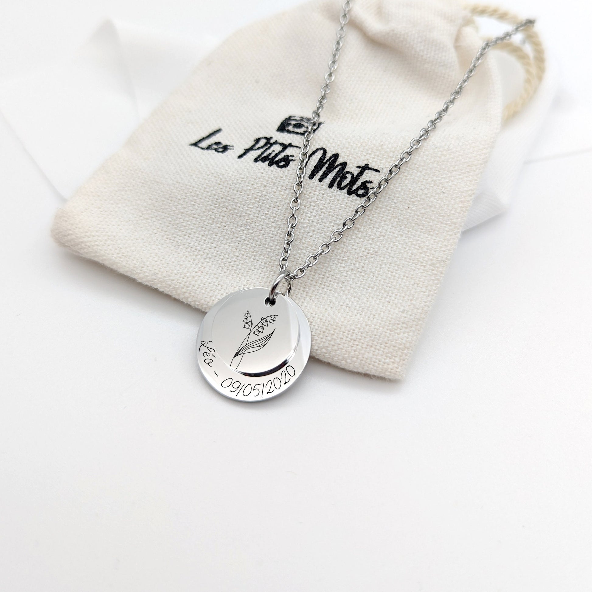 Collier Personnalisé acier inoxydable avec fleur de naissance • Bijou personnalisé femme, Bijou Marraine, Cadeau naissance, Fête des mères