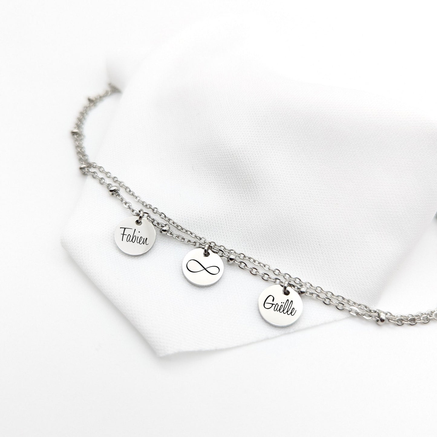 Bracelet Personnalisé acier inoxydable, bijou Maman, Bracelet Marraine, Cadeau fête des mères, Cadeau naissance, Cadeau Demoiselle d'honneur