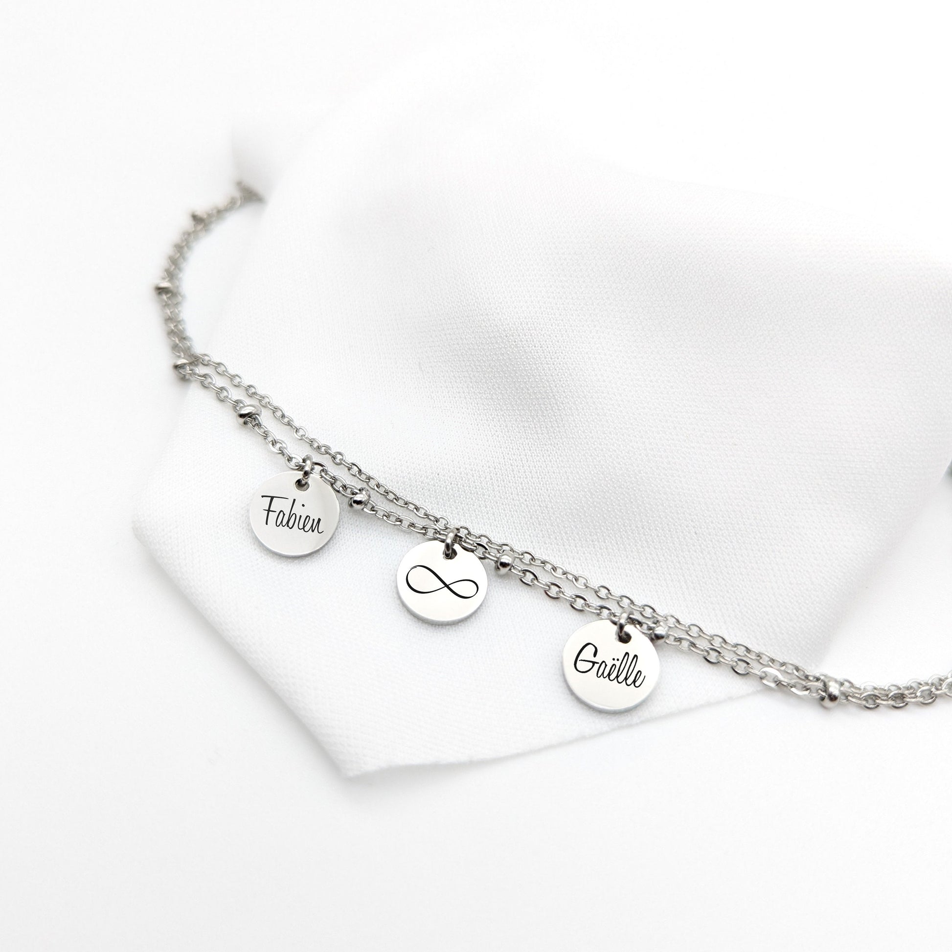 Bracelet Personnalisé acier inoxydable, bijou Maman, Bracelet Marraine, Cadeau fête des mères, Cadeau naissance, Cadeau Demoiselle d'honneur
