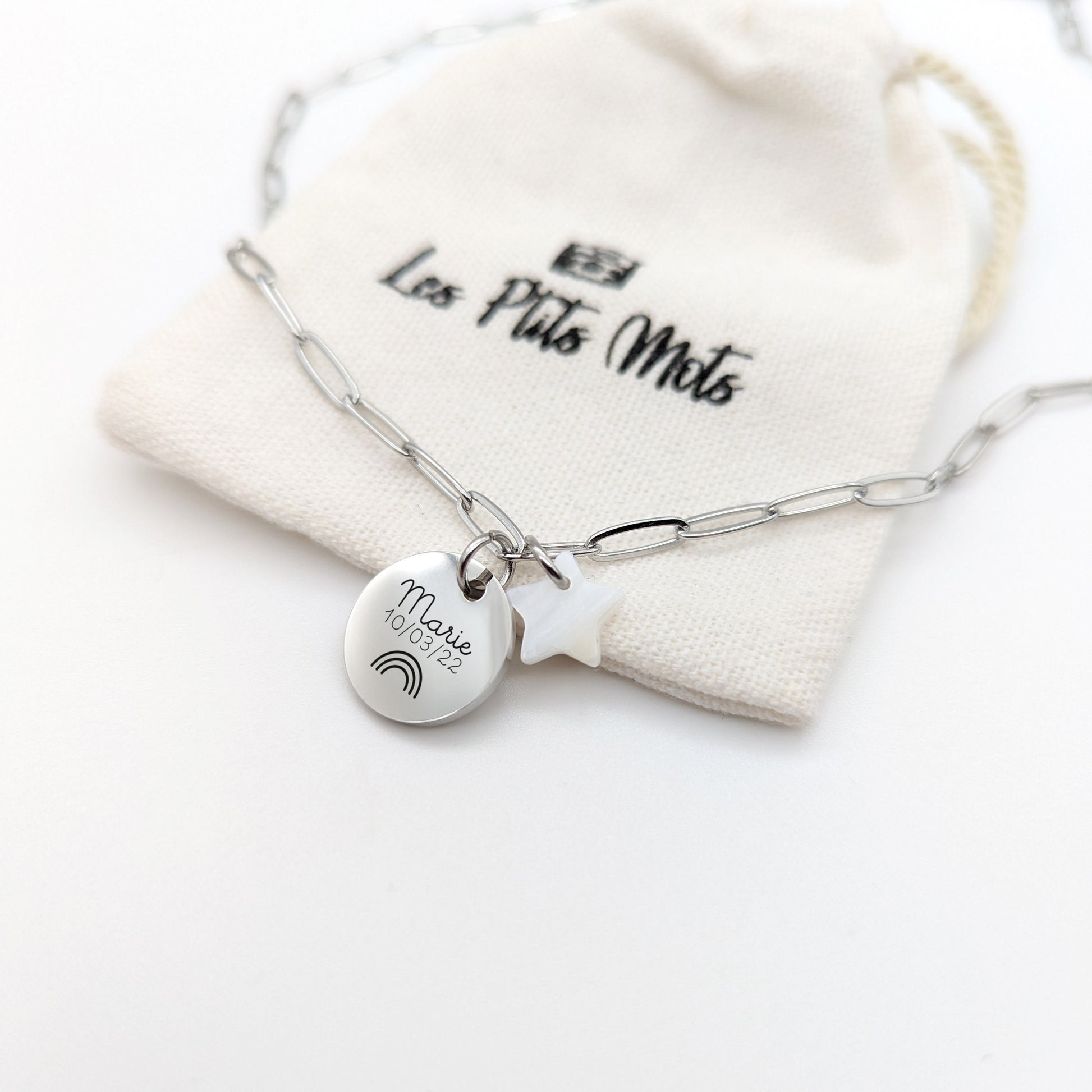 Collier personnalisé chaine larges maillons et médaille, Collier pour Maman, Marraine, Mamie, Cadeau fête des mères, Cadeau Naissance