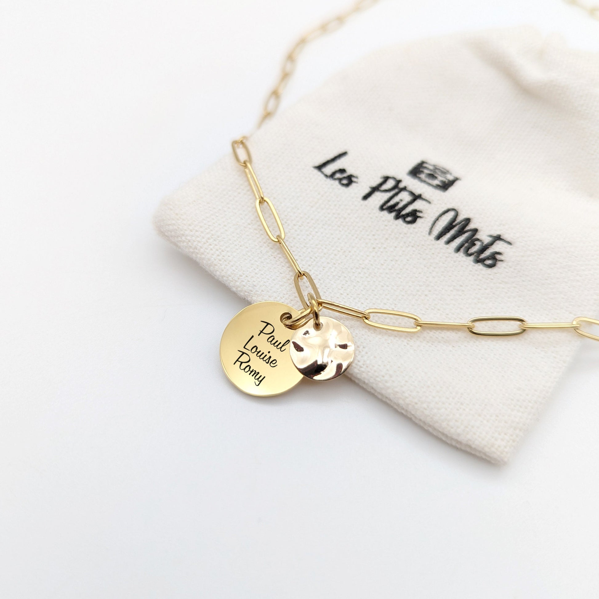 Collier personnalisé chaine larges maillons et médaille, Collier pour Maman, Marraine, Mamie, Cadeau fête des mères, Cadeau Naissance