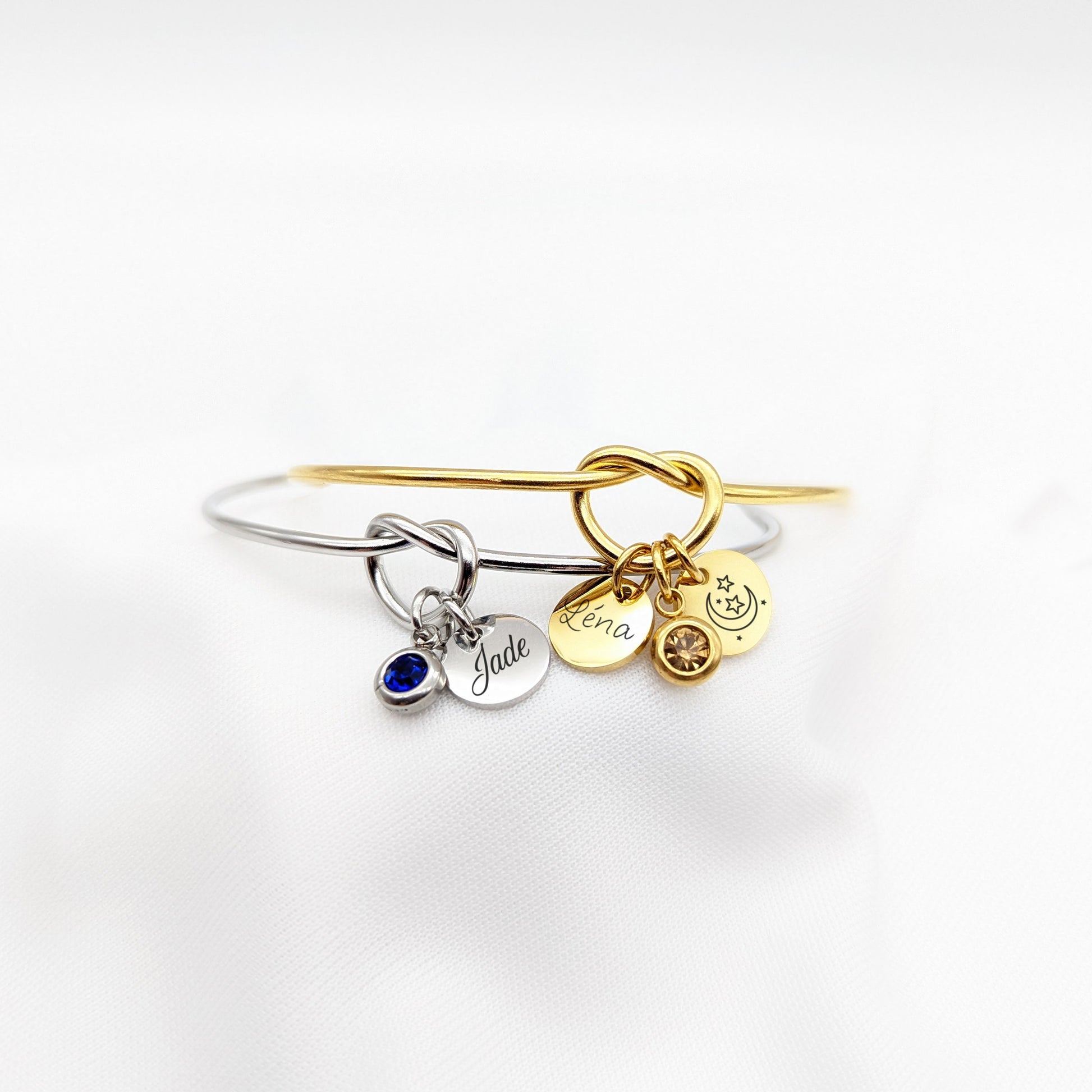 Bracelet jonc personnalisé avec pierre de naissance • Bracelet personnalisable maman, Marraine, Cadeau naissance, Cadeau Fête des mères