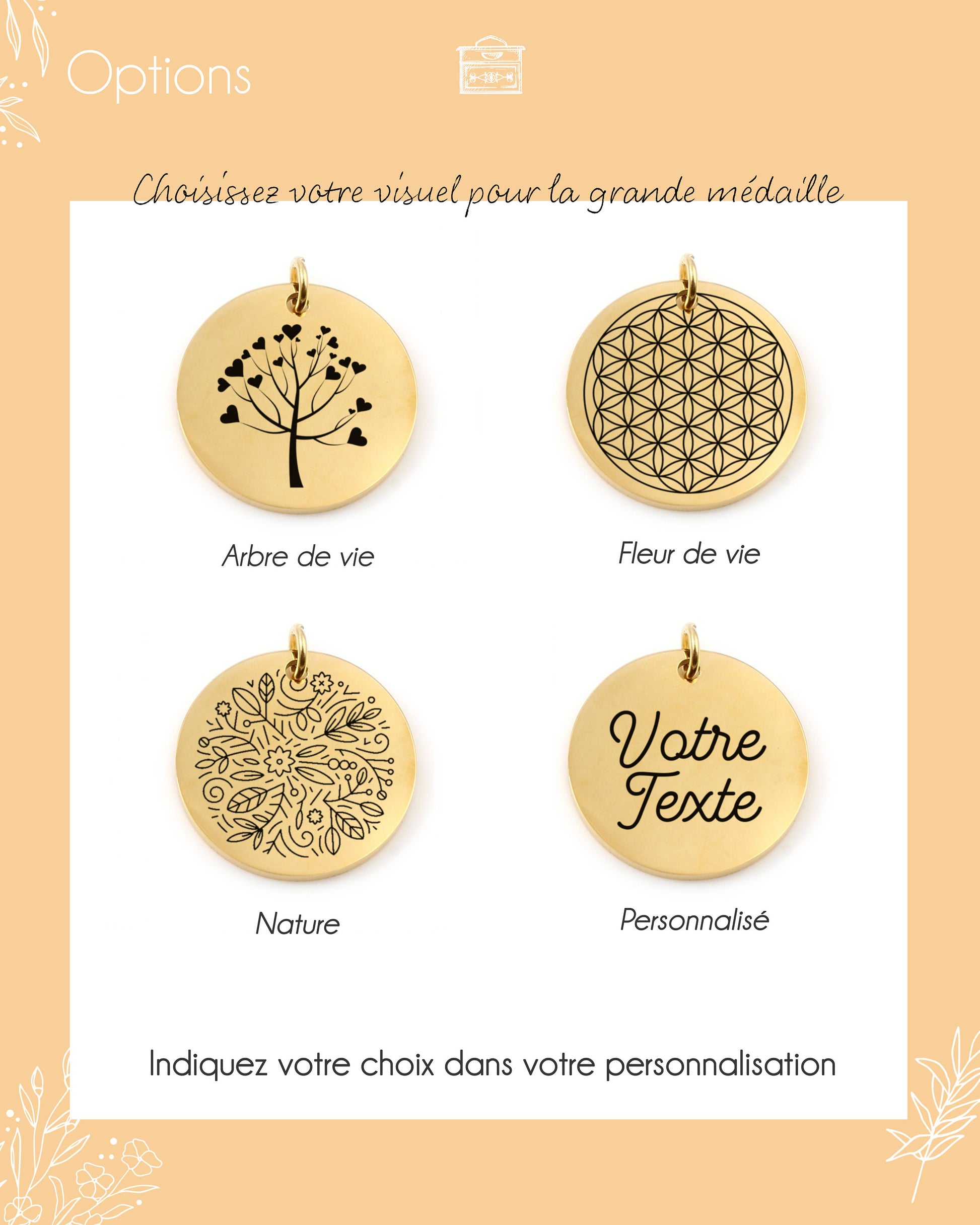 Collier Personnalisé Fleur de vie et médailles, Collier maman, Bijou Mamie, Collier Marraine, Cadeau fête des mères, Cadeau naissance