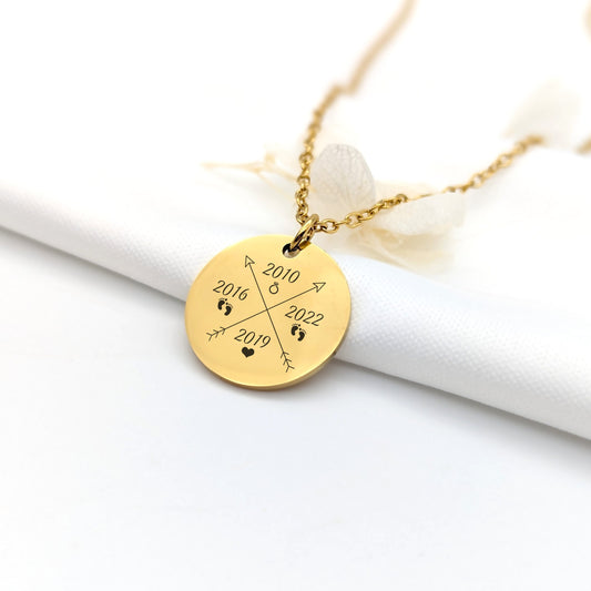 Collier personnalisé date symbolique et lieu rencontre, Cadeau pour maman, Cadeau date anniversaire, Cadeau naissance, Cadeau fête des mères