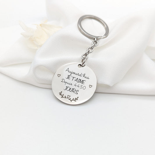 Porte-clés personnalisé couple avec date de rencontre, Cadeau Fête des mères, Cadeau Fête des pères, Cadeau anniversaire de mariage