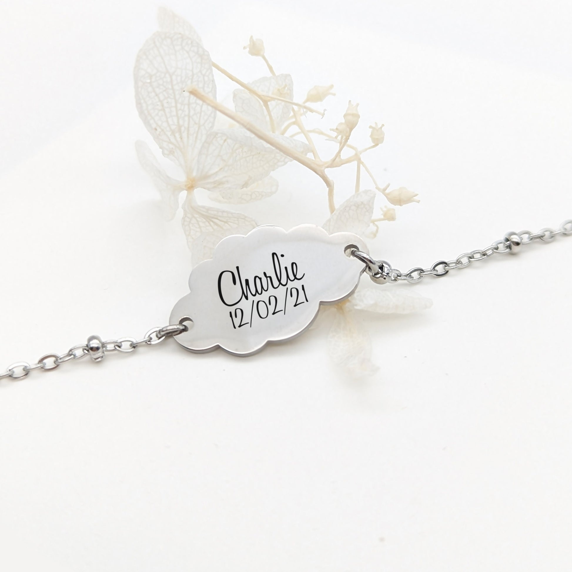 Bracelet nuage personnalisé, Bijou personnalisé prénom, Bracelet enfant, Cadeau filleule, Cadeau baptême, Bijou communion, bijou naissance