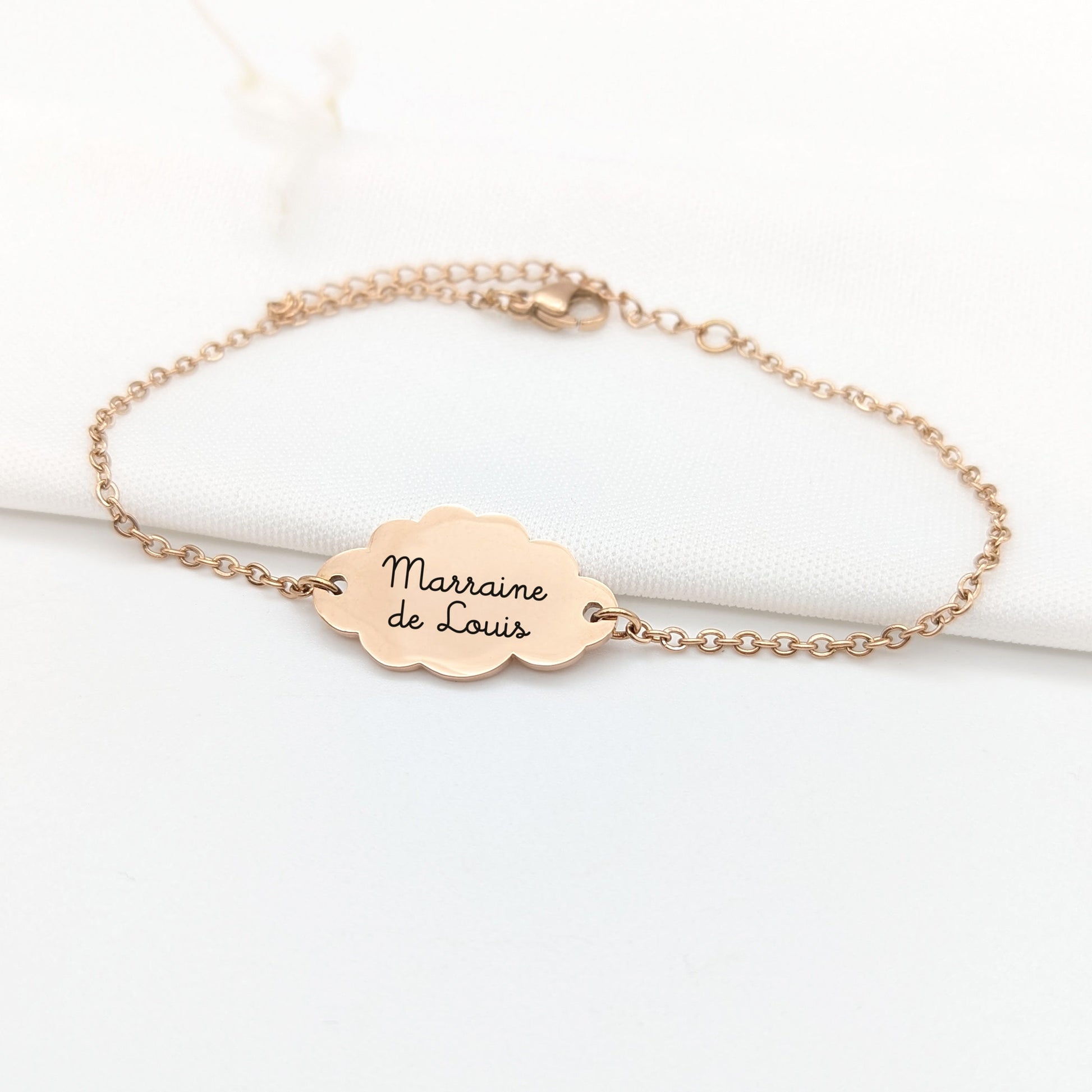Bracelet nuage personnalisé, Bijou personnalisé prénom, Bracelet enfant, Cadeau filleule, Cadeau baptême, Bijou communion, bijou naissance