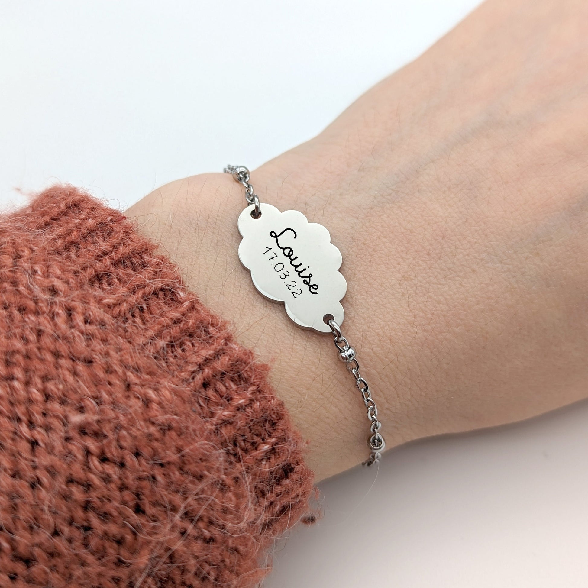 Bracelet nuage personnalisé, Bijou personnalisé prénom, Bracelet enfant, Cadeau filleule, Cadeau baptême, Bijou communion, bijou naissance