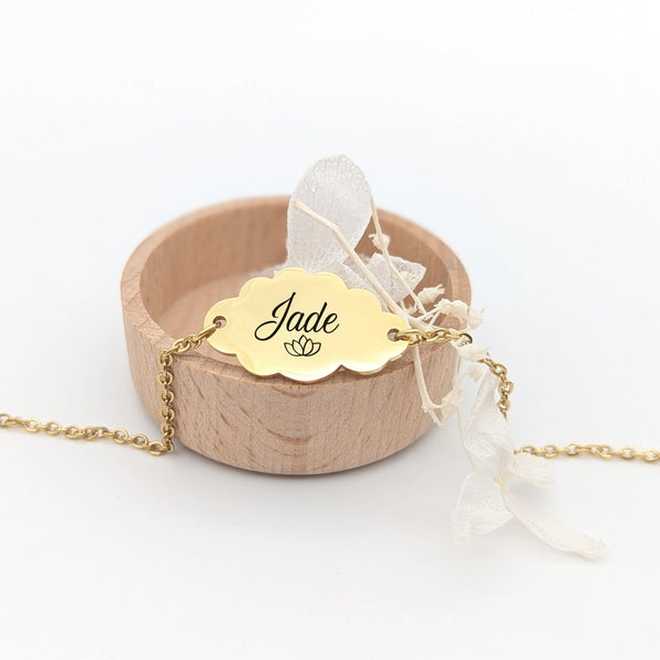 Bracelet Chaîne Enfant Personnalisé & Médaille Nuage Gravée