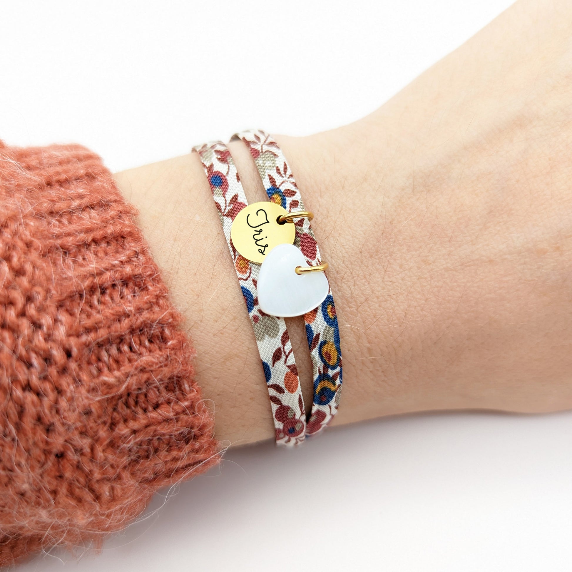Bracelet Personnalisé en cordon liberty , Bracelet Maman, Cadeau Marraine, Mamie, Cadeau naissance, Bijou demoiselle d'honneur