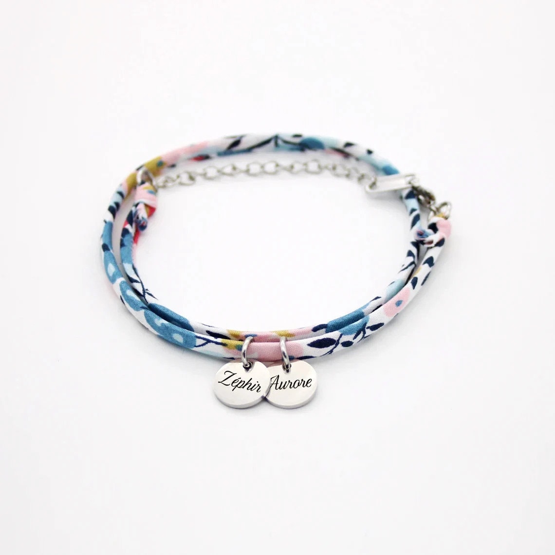 Bracelet Personnalisé en cordon liberty , Bracelet Maman, Cadeau Marraine, Mamie, Cadeau naissance, Bijou demoiselle d'honneur