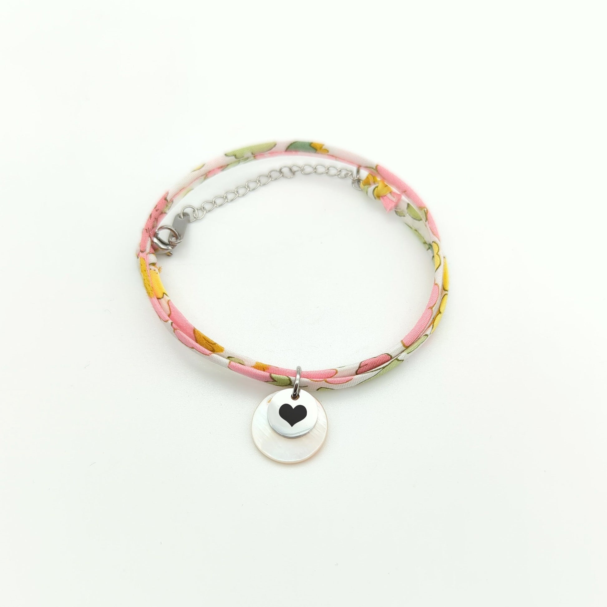 Bracelet personnalisé liberty avec nacre, Bracelet prénom, Cadeau Maman, maîtresse, Marraine, Cadeau naissance, Cadeau demoiselle honneur