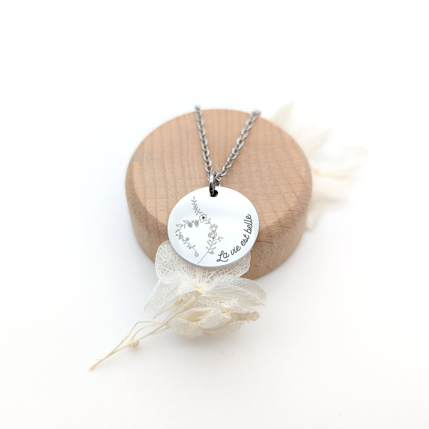 Collier personnalisé symbole NEDA floral et gravure, Collier d'accompagnement, soutien pour la guérison des troubles de l'alimentation