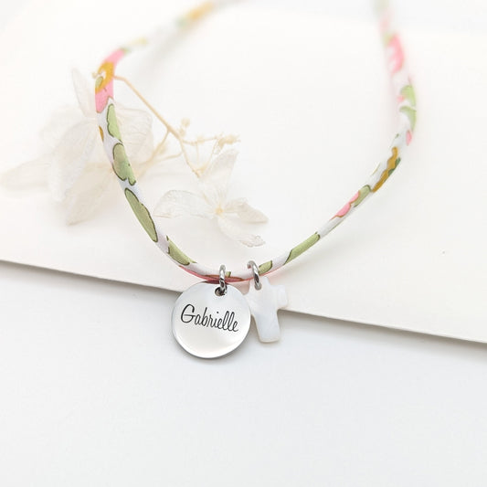 Collier personnalisé Liberty, Cadeau baptême, Cadeau grande sœur, Collier enfant personnalisable, Collier prénom, Cadeau naissance
