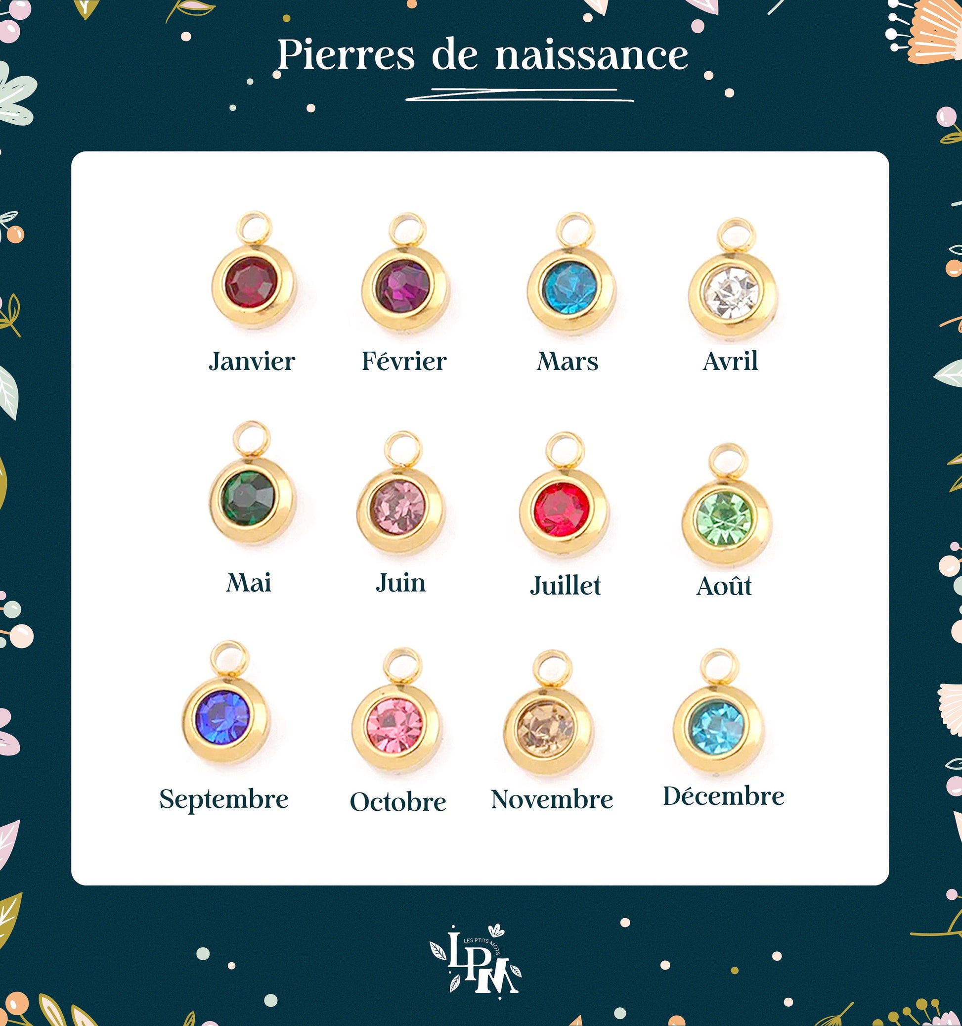 Collier personnalisé avec pierre de naissance et médaille, Bijou personnalisé femme, Cadeau Maman, Cadeau Naissance, Cadeau fête des mères