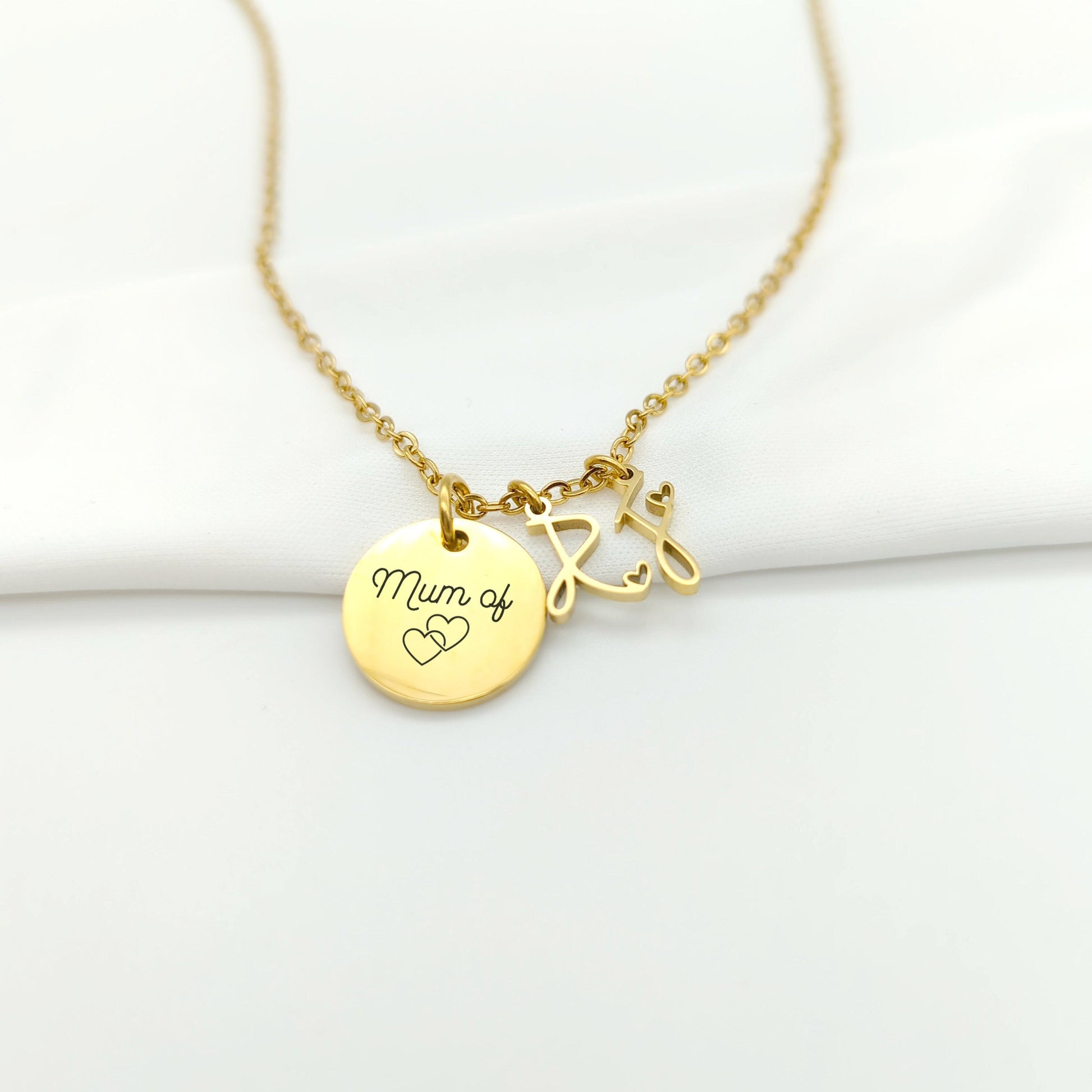 Collier personnalisable avec médaille 15 mm à graver et lettre